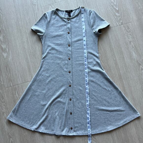 Publik Dress Small Gray Fit And Flare Casual Decorative Button Front - Picture 7 of 11